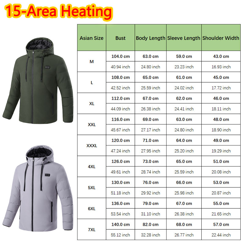 15 Area Heated Winter Hooded J - Outdoor Sport Jacket Men review and price