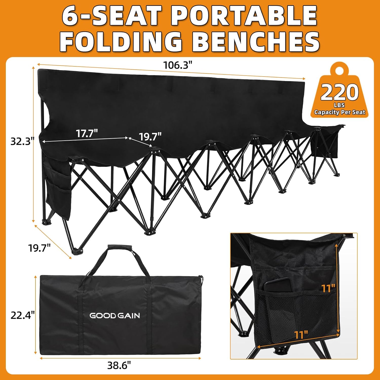 Portable Folding Black Outdoor - Outdoor Sport Bench review and price